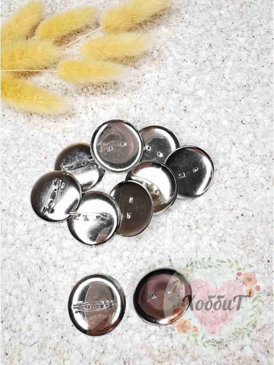 Заготовка для брошек с гнездом 3см. (серебро)